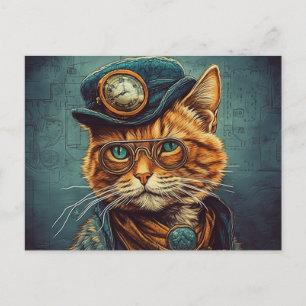 Carte postale Chat Steampunk