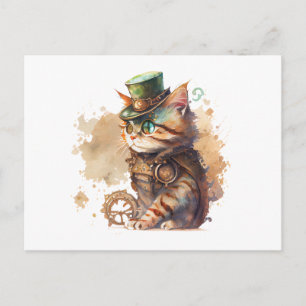 Carte Postale Chat Steampunk Adorable et mignonne