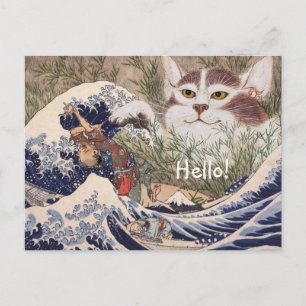 Carte Postale Chat surnaturel à la Grande Vague