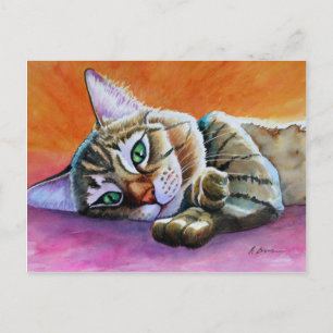 Carte Postale Chat Tigre à Face Écrasée