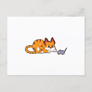 Carte Postale Chat tigre avec Souris