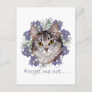 Carte Postale Chat tigré Ne m'oubliez pas