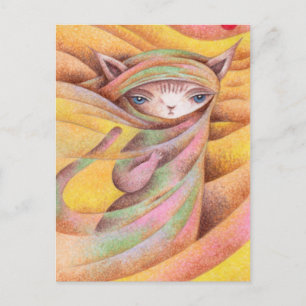 Carte Postale Chat voyageur