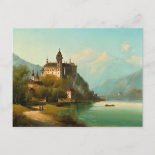 Carte Postale Château au bord d'un lac de montagne   Johann Wilh