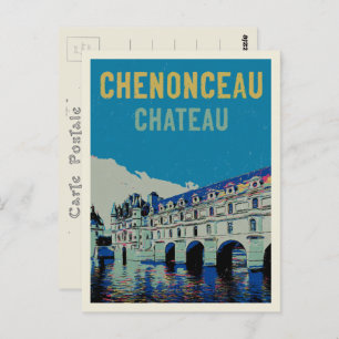 Carte Postale Château de Chenonceau illustration originale Franc