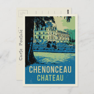Carte Postale Château de Chenonceau illustration originale Franc