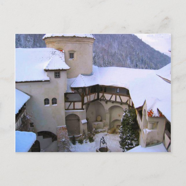 Carte Postale Château de Dracula, Bran, Transylvanie, hiver (Devant)