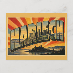 Carte Postale Château de Harlech au Pays de Galles Art de voyage