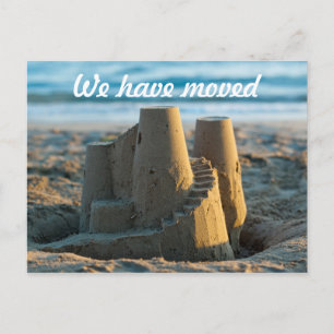 Carte Postale Château de sable Nous avons déménagé Annonce de dé