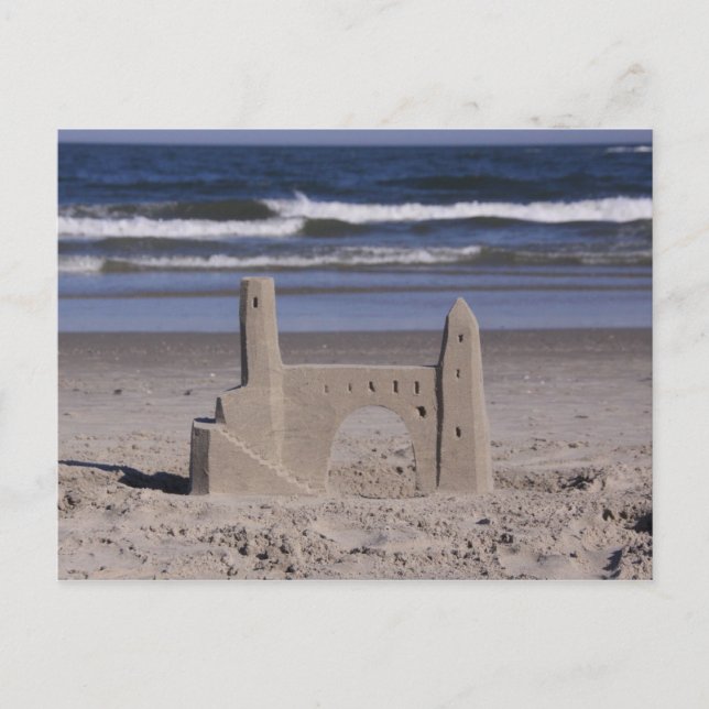 Carte Postale château de sable, océan ville (Devant)