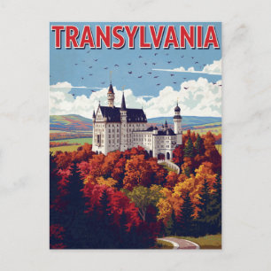 Carte Postale Château de Transylvanie Automne Rétro