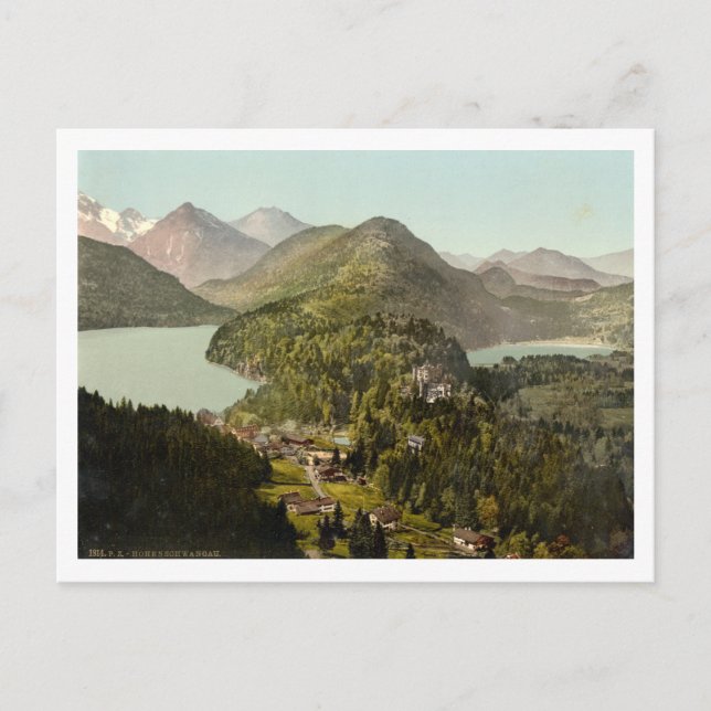Carte Postale Château et Alpes Hohenschwangau, Bavière, Allemagn (Devant)