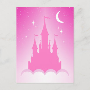 Carte Postale Château Rose Dreamy Dans Les Nuages Starry Moon Sk