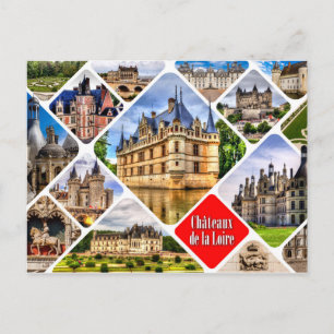 Carte Postale Châteaux de la vallée de la Loire. Collage.