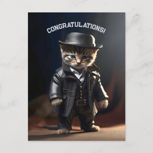 Carte Postale Chaton Gangster (Devant)