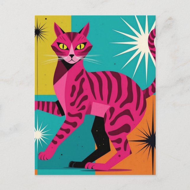 Carte Postale Chaton Rose  (Devant)