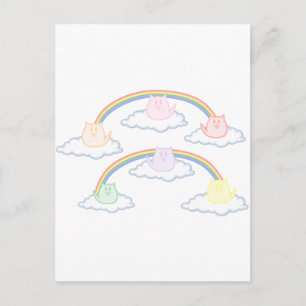 Carte Postale Chatons arc-en-ciel sur les nuages