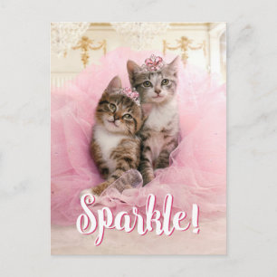 Carte Postale Chatons doux à Tiaras et Tutu rose étincelant