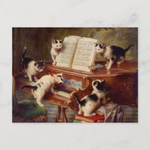 Carte Postale Chatons et piano