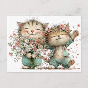 Carte Postale Chatons Floraux