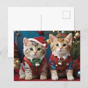 Carte Postale Chats adorables à Santa Hats Festive