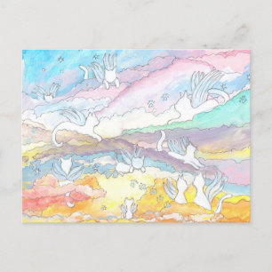 Carte Postale Chats anges au paradis, sympathie, perte d'animaux