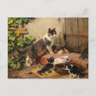Carte Postale Chats au bol de lait   Julius Adam le Jeune