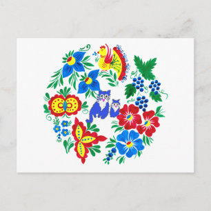 Carte Postale Chats Bleus, Art Folk