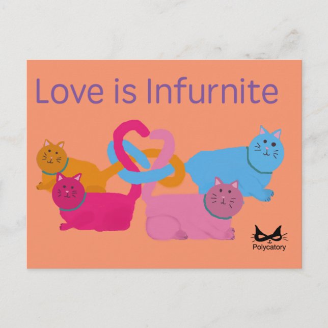 Carte Postale Chats cardiaques polyamory (Devant)