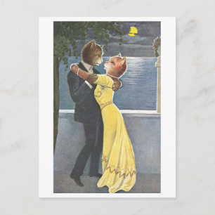 Carte Postale Chats dansant en vêtements de soirée