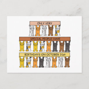 Carte Postale Chats de caricature pour l'anniversaire d'Hallowee