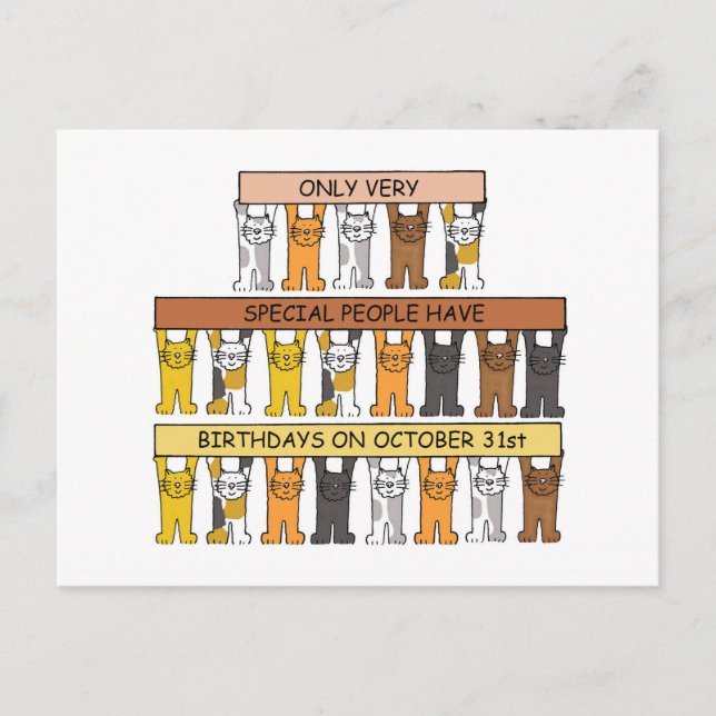 Carte Postale Chats de caricature pour l'anniversaire d'Hallowee (Devant)