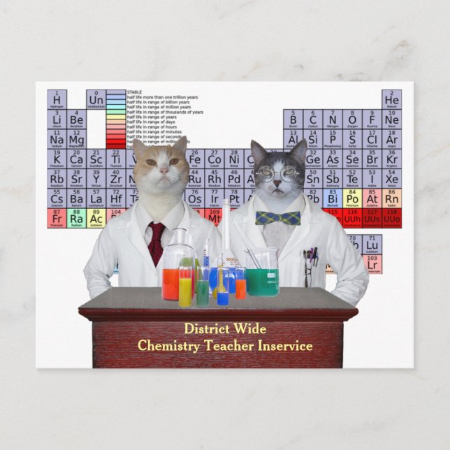 Carte Postale Chats de chimie amusants (Devant)