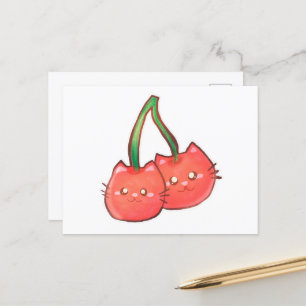 Carte Postale Chats de fruits de cerise