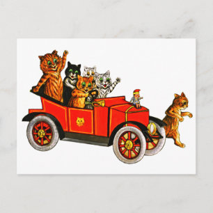 Carte Postale Chats de Louis Wain vintage dans l'illustration de