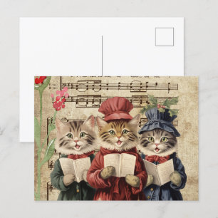 Carte Postale Chats de Noël, Chaire de Noël Feline