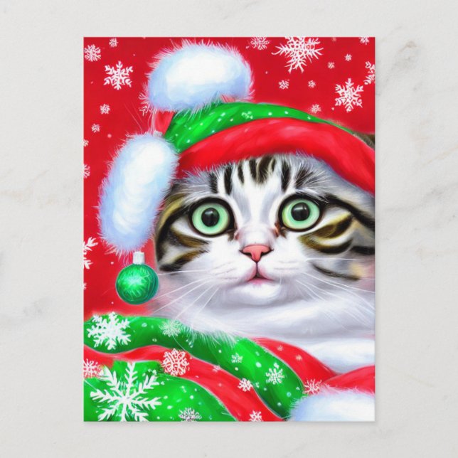 Carte Postale Chats de Noël festifs (Devant)