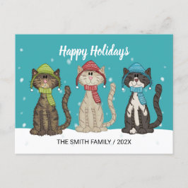 Carte Postale Chats d'hiver mignons Noël 