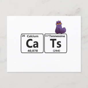 Carte Postale Chats Drôles Éléments du Tableau Périodique Drôle 