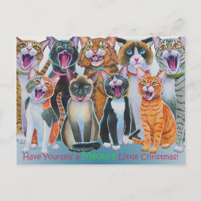 Carte Postale Chats en carrosserie (Devant)