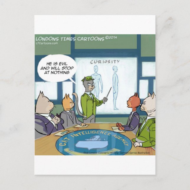 Carte Postale Chats Ennemi naturel drôle (Devant)