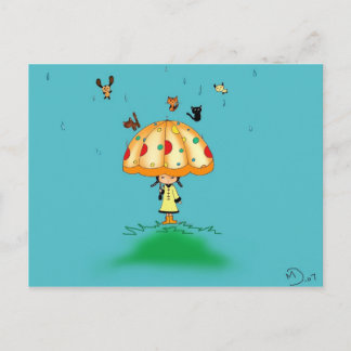Carte Postale Chats et chiens en pluie