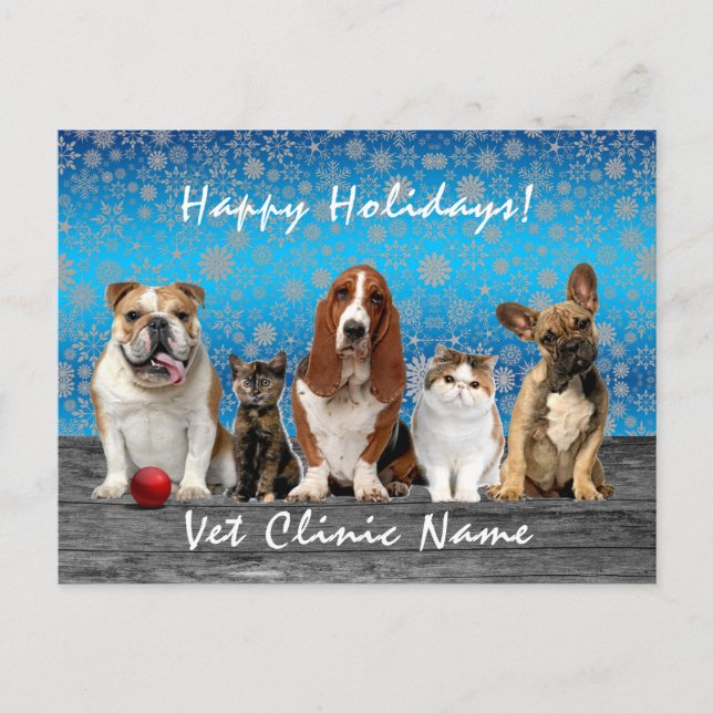 Carte Postale Chats et chiens Vétérinaires Noël (Devant)