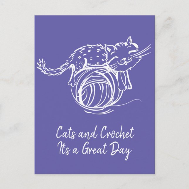 Carte Postale Chats et Crochet C'est un grand jour de courrier h (Devant)