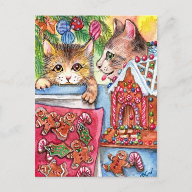 Carte Postale Chats et pain d'épice Cookies (Devant)