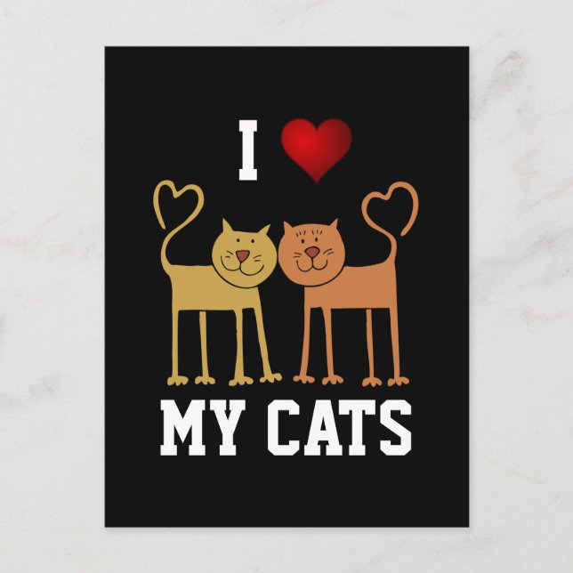 Carte Postale Chats : J'aime mes chats (Devant)