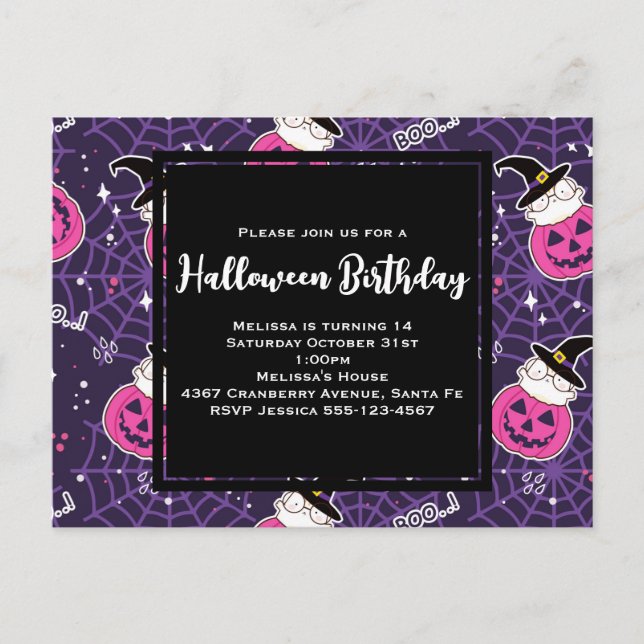 Carte Postale Chats mignons et citrouilles Motif d'Halloween pou (Devant)