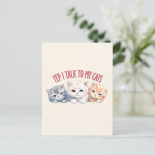 Carte Postale Chats Mignons - Je Parle À Mes Chats