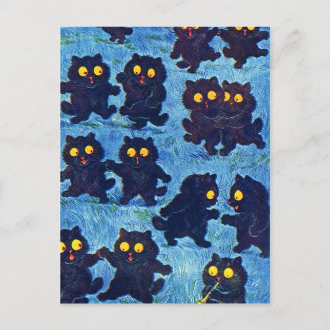 Carte Postale Chats noirs dansant au clair de lune, Louis Wain (Devant)