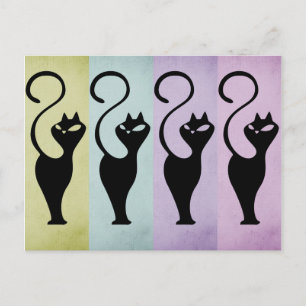 Carte Postale Chats Pastello Silhouette noire